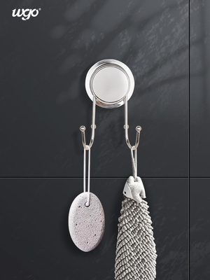 สแตนเลสเสียหายฟรีแขวนครัวอาบน้ำดูด Double Robe Hook
