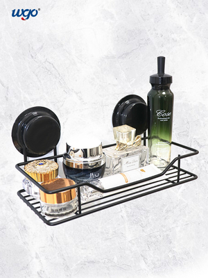 Black WGO Storage Bath Caddy ชั้นวางของดูด / กาว Fix Rust Free