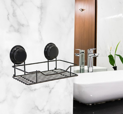 Black WGO Storage Bath Caddy ชั้นวางของดูด / กาว Fix Rust Free