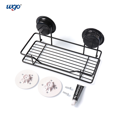 Black WGO Storage Bath Caddy ชั้นวางของดูด / กาว Fix Rust Free