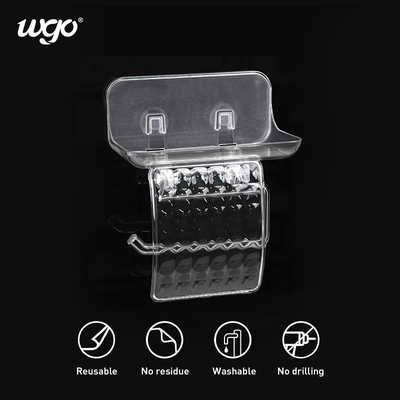 ไม่มีการเจาะสบู่ WGO และที่ใส่ทิชชู่แบบบูรณาการชั้นวางของห้องน้ำโปร่งใส