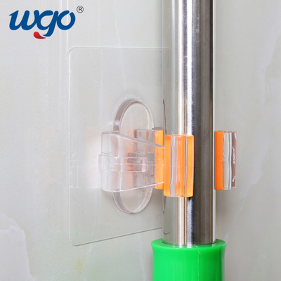 Clear Golden Broom Mop Holder Wall Mount PC เทปกาวซิลิโคนสำหรับ Closet