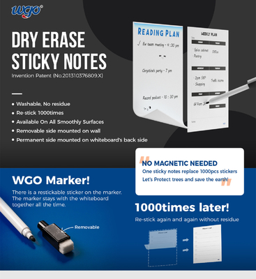 168*230 mm Sticky Dry Erase Board ISO9001 With No Residue Adhesive Tape